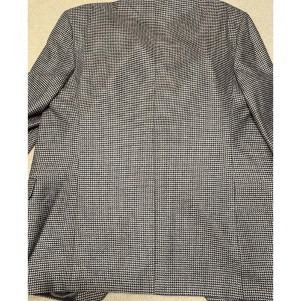 Norm Thompson‎ Mens Blazer 44L Gray Silk Wool Houndstooth Sport Coat NWT